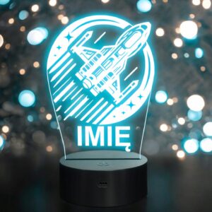 Lampka Nocna LED Imię Statek Kosmiczny na Prezent Grawer v.2