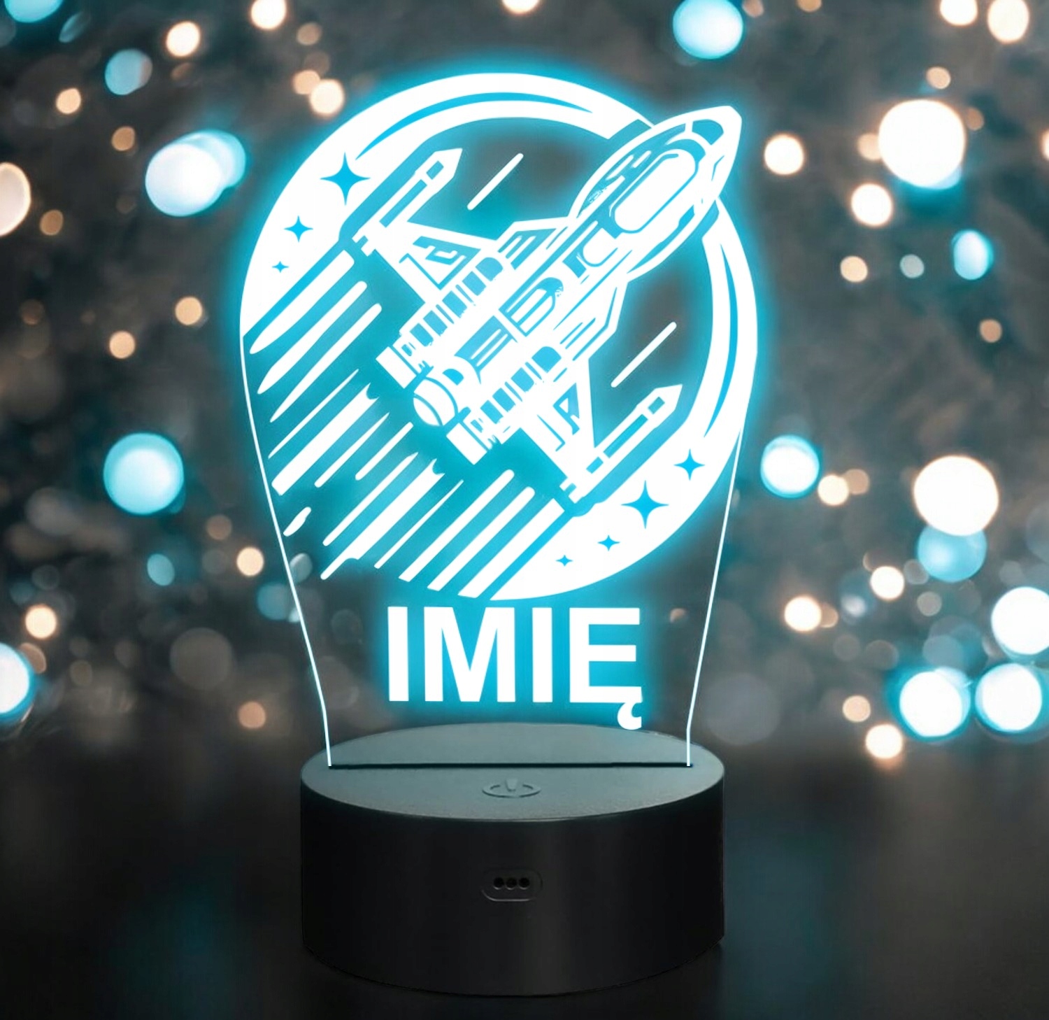 Lampka Nocna LED Imię Statek Kosmiczny na Prezent Grawer v.2 Lampka Nocna LED Imię Statek Kosmiczny na Prezent Grawer v.2