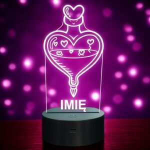 Lampka Nocna LED Imię Statuetka Serce Eliksir Pastel Goth Prezent Grawer v2