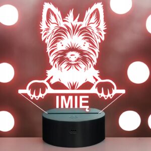 Lampka Nocna LED Yorkshire terrier Rasa Psa z Imieniem na Prezent v.2