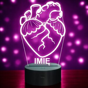 Lampka Nocna LED Imię Statuetka Serce Pastel Goth na Prezent Grawer