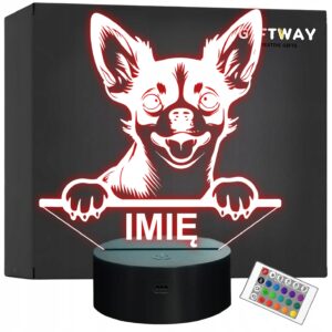 Lampka Nocna LED Chihuahua Rasa Psa z Imieniem na Prezent