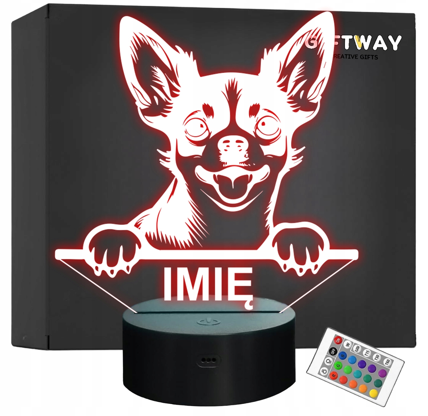 Lampka Nocna LED Chihuahua Rasa Psa z Imieniem na Prezent Lampka Nocna LED Chihuahua Rasa Psa z Imieniem na Prezent