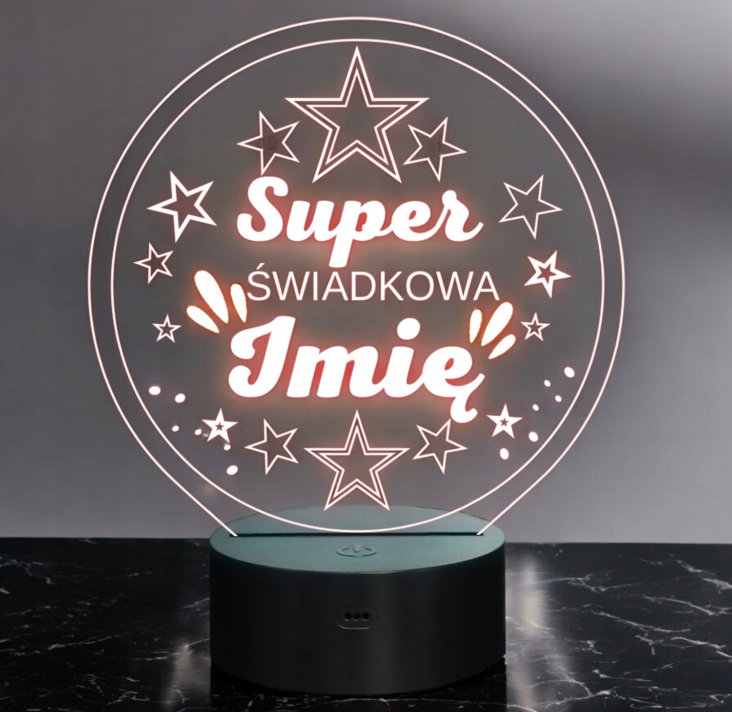 Lampka Nocna LED Statuetka Super Świadkowa Ślub Wesele na Prezent Grawer Lampka Nocna LED Statuetka Super Świadkowa Ślub Wesele na Prezent Grawer