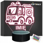 Lampka Nocna LED Imię Statuetka Wóz Straż Pożarna na Prezent Grawer v.11