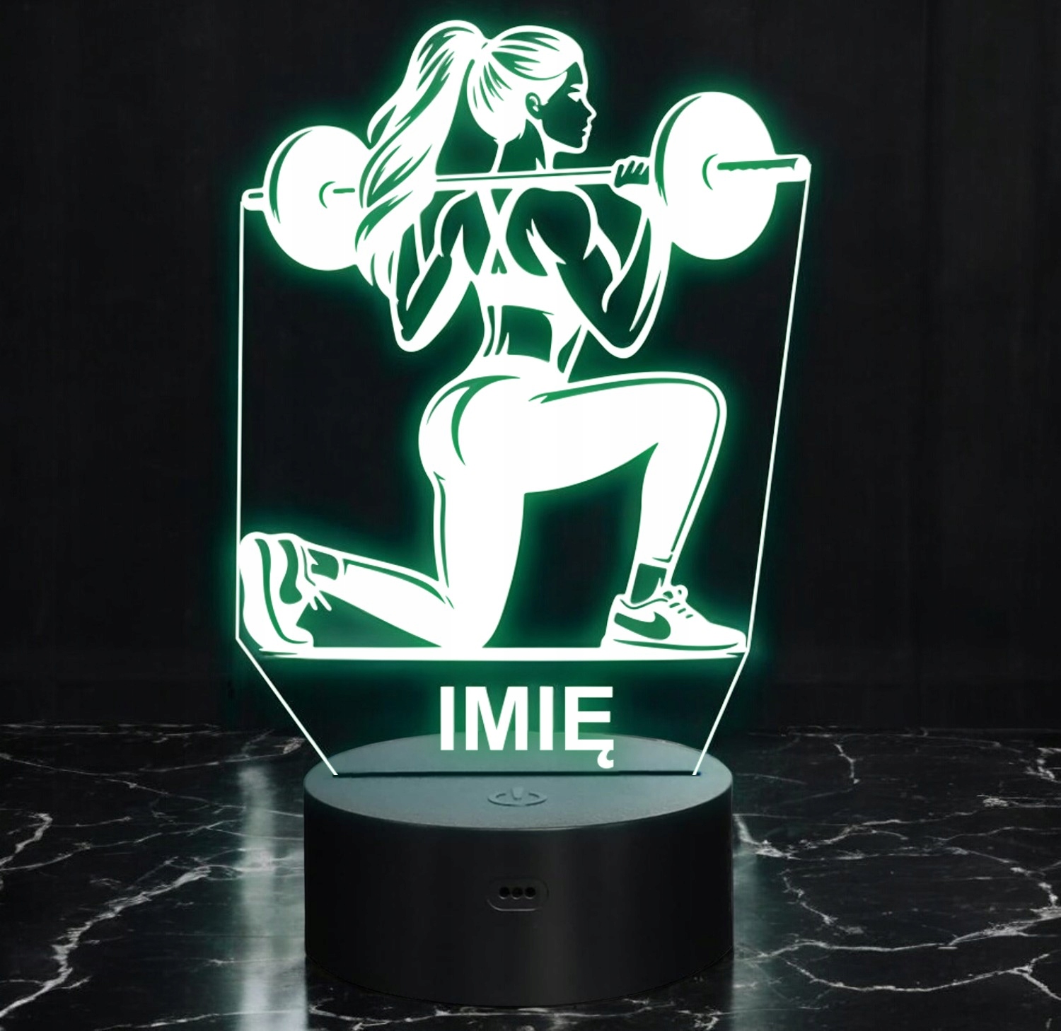 Lampka Nocna LED Imię Kulturystka Siłownia Sztanga na Prezent Grawer v.1 Lampka Nocna LED Imię Kulturystka Siłownia Sztanga na Prezent Grawer v.1