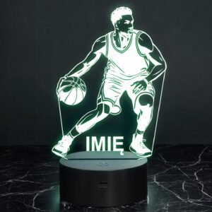 Lampka Nocna LED Z Imieniem Grawer Koszykarz Koszykówka Sport Prezent v.2