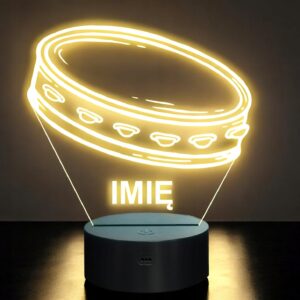 Lampka Nocna LED Imię Statuetka Tamburyn Bębenek Instrument Prezent Grawer