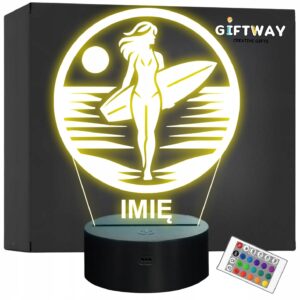 Lampka Nocna LED Statuetka Surfing Sporty Wodne Surferka Prezent Grawer v.4
