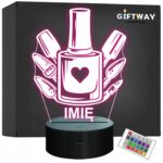 Lampka Nocna LED Imię Statuetka Lakier Frezy Paznokcie na Prezent Grawer