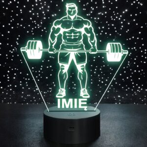 Lampka Nocna LED Z Imieniem Grawer Trójboista Kulturysta Sport Prezent v.1