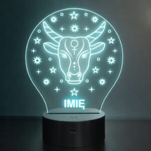 Lampka Nocna Byk LED Znak Zodiaku Horoskop z Imieniem Prezent Grawer
