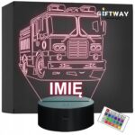 Lampka Nocna LED Imię Statuetka Wóz Straż Pożarna na Prezent Grawer v.1