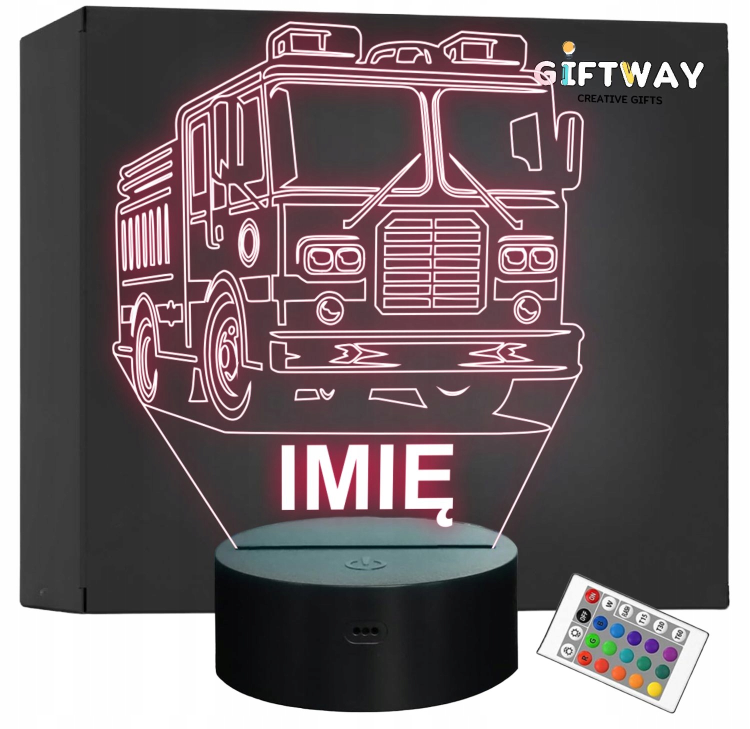 Lampka Nocna LED Imię Statuetka Wóz Straż Pożarna na Prezent Grawer v.1 Lampka Nocna LED Imię Statuetka Wóz Straż Pożarna na Prezent Grawer v.1