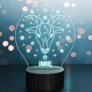Lampka Nocna Koziorożec LED Znak Zodiaku Horoskop z Imieniem Prezent Grawer