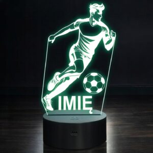 Lampka Nocna LED Z Imieniem Grawer Piłkarz Piłka Nożna Sport na Prezent