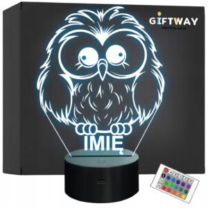 Lampka Nocna LED Z Imieniem Słodka Sowa Sówka dla Dzieci na Prezent v.1