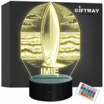 Lampka Nocna LED Statuetka Deska Surfingowa Sporty Wodne na Prezent Grawer