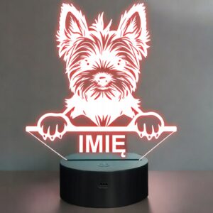 Lampka Nocna LED Yorkshire terrier Rasa Psa z Imieniem na Prezent v.2