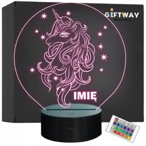 Lampka Nocna LED Jednorożec 3D Z Imieniem Prezent