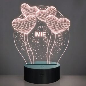 Lampka Nocna LED Serca Prezent na Walentynki Dowolny Napis Grawer