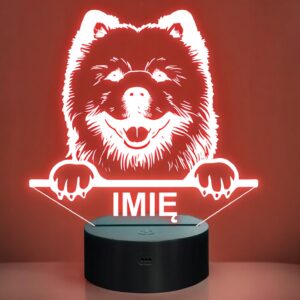 Lampka Nocna LED Chow Chow Rasa Psa z Imieniem na Prezent