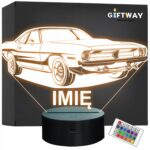 Lampka Nocna LED Imię Statuetka Samochód Auto Retro Mustang Prezent Grawer