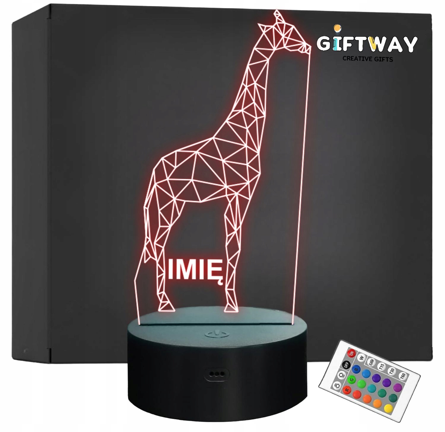 Lampka Nocna LED 3D Z Imieniem Grawer Żyrafa na Prezent Personalizowana Lampka Nocna LED 3D Z Imieniem Grawer Żyrafa na Prezent Personalizowana
