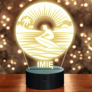 Lampka Nocna LED Statuetka Surfing Deska Sporty Wodne na Prezent Grawer