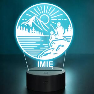 Lampka Nocna LED Statuetka Wędkowanie Ryba Łowienie na Prezent Grawer
