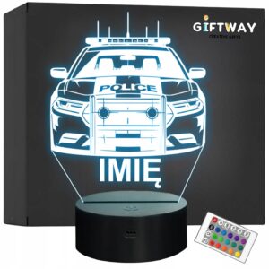 Lampka Nocna LED Imię Wóz Policyjny Radiowóz na Prezent Grawer v.1
