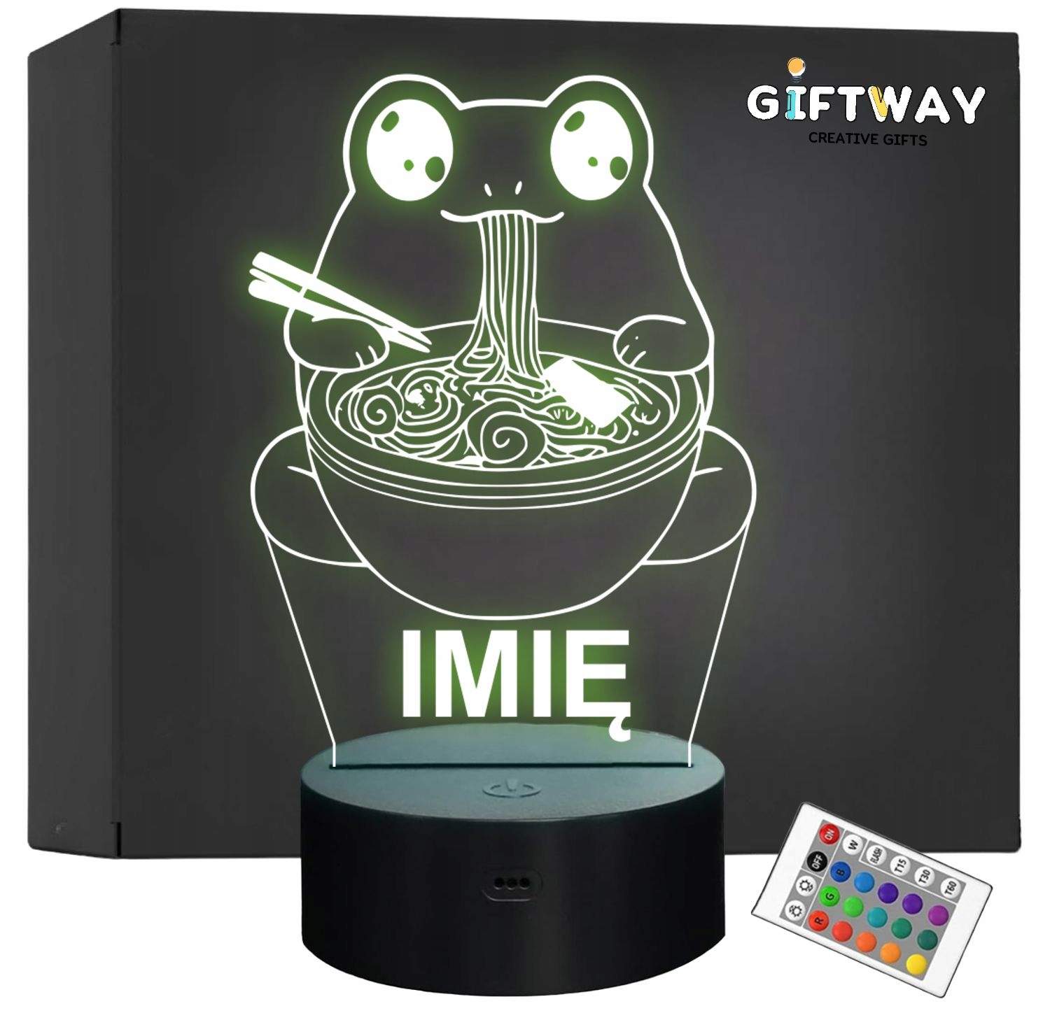 Lampka Nocna LED Imię Słodka Żabka Jedząca Ramen Anime Prezent Grawer Lampka Nocna LED Imię Słodka Żabka Jedząca Ramen Anime Prezent Grawer