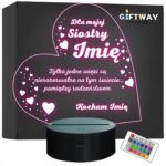 Lampka Nocna LED Statuetka Pamiątka dla Siostry Rodzeństwa Prezent Grawer