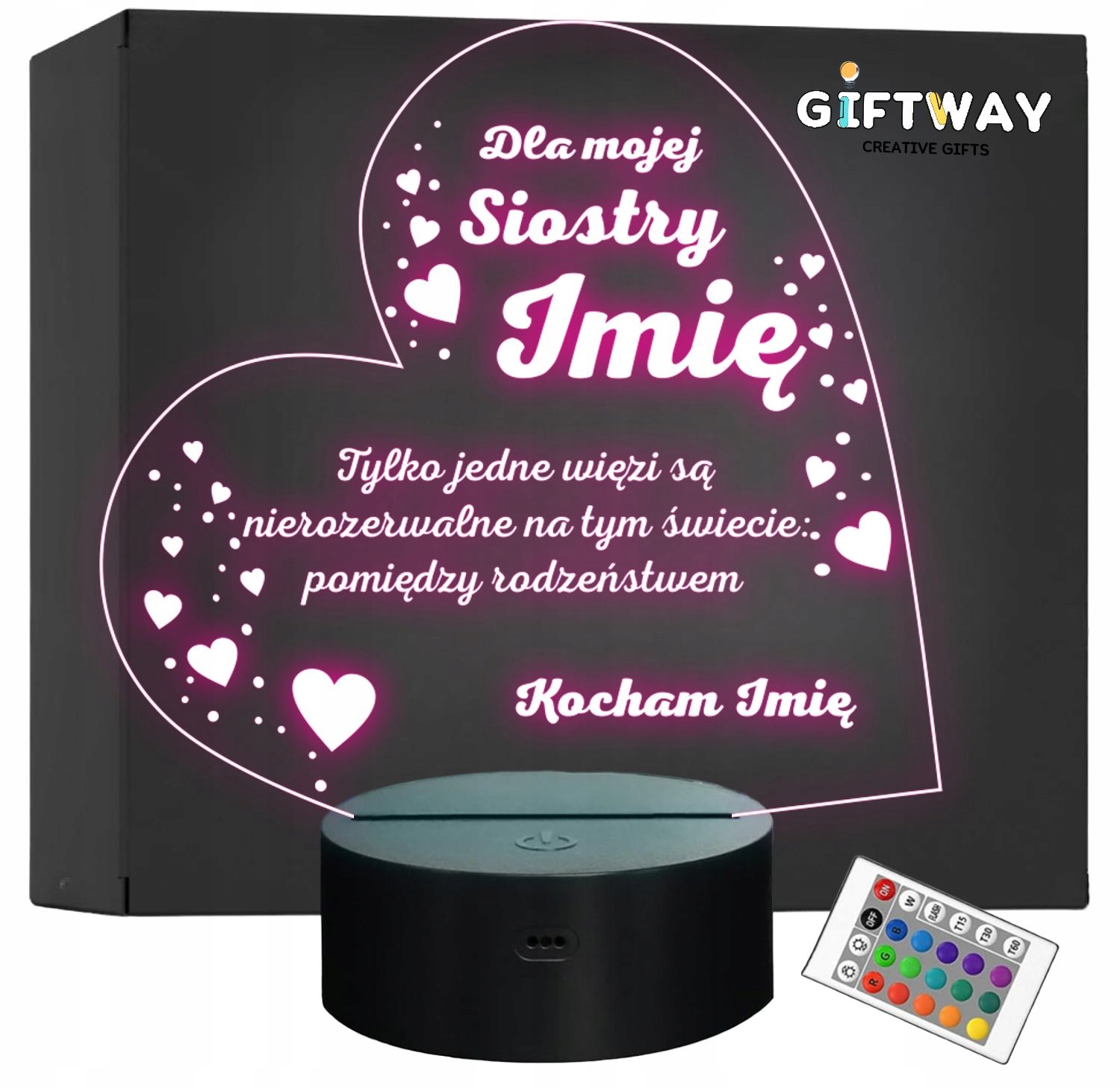 Lampka Nocna LED Statuetka Pamiątka dla Siostry Rodzeństwa Prezent Grawer Lampka Nocna LED Statuetka Pamiątka dla Siostry Rodzeństwa Prezent Grawer