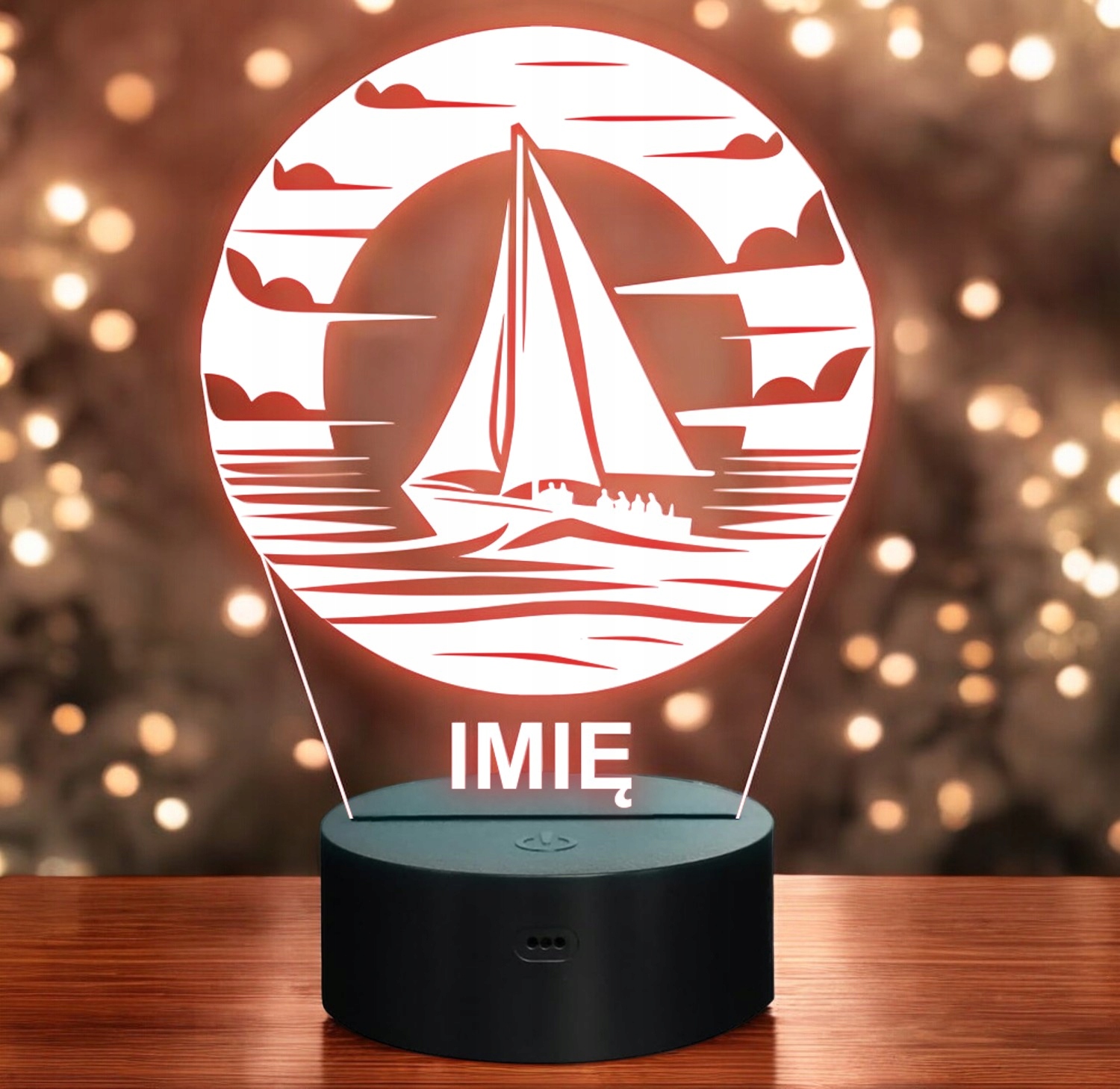 Lampka Nocna LED Statuetka Żeglowanie Żagiel Aktywność Prezent Grawer Lampka Nocna LED Statuetka Żeglowanie Żagiel Aktywność Prezent Grawer