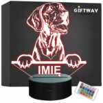 Lampka Nocna LED Vizsla Rasa Psa z Imieniem na Prezent