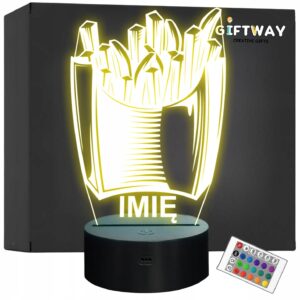 Lampka Nocna LED Imię Statuetka Fast Food Frytki na Prezent Grawer