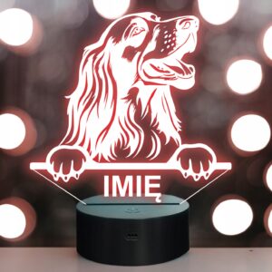 Lampka Nocna LED Seter irlandzki Rasa Psa z Imieniem na Prezent