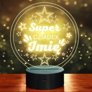 Lampka Nocna LED Statuetka Super Dziadek Rodzina na Prezent Grawer