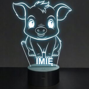 Lampka Nocna LED Z Imieniem Słodka Świnka Prosiaczek dla Dzieci na Prezent