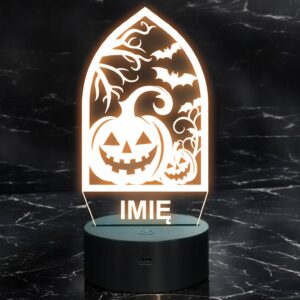 Lampka Nocna LED Imię Statuetka Halloween Ramka Dynie na Prezent Grawer