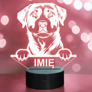 Lampka Nocna LED Rottweiler Rasa Psa z Imieniem na Prezent v.1
