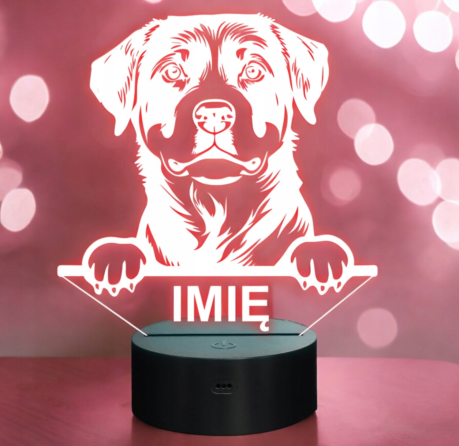 Lampka Nocna LED Rottweiler Rasa Psa z Imieniem na Prezent v.1 Lampka Nocna LED Rottweiler Rasa Psa z Imieniem na Prezent v.1