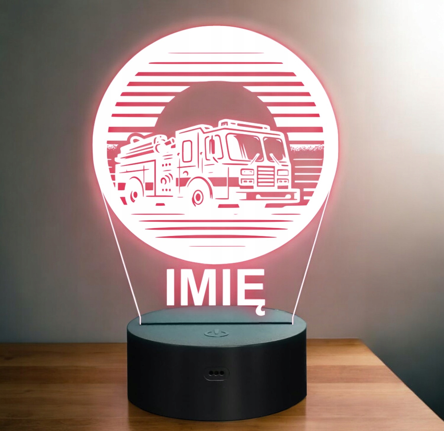 Lampka Nocna LED Imię Statuetka Wóz Straż Pożarna na Prezent Grawer v.6 Lampka Nocna LED Imię Statuetka Wóz Straż Pożarna na Prezent Grawer v.6