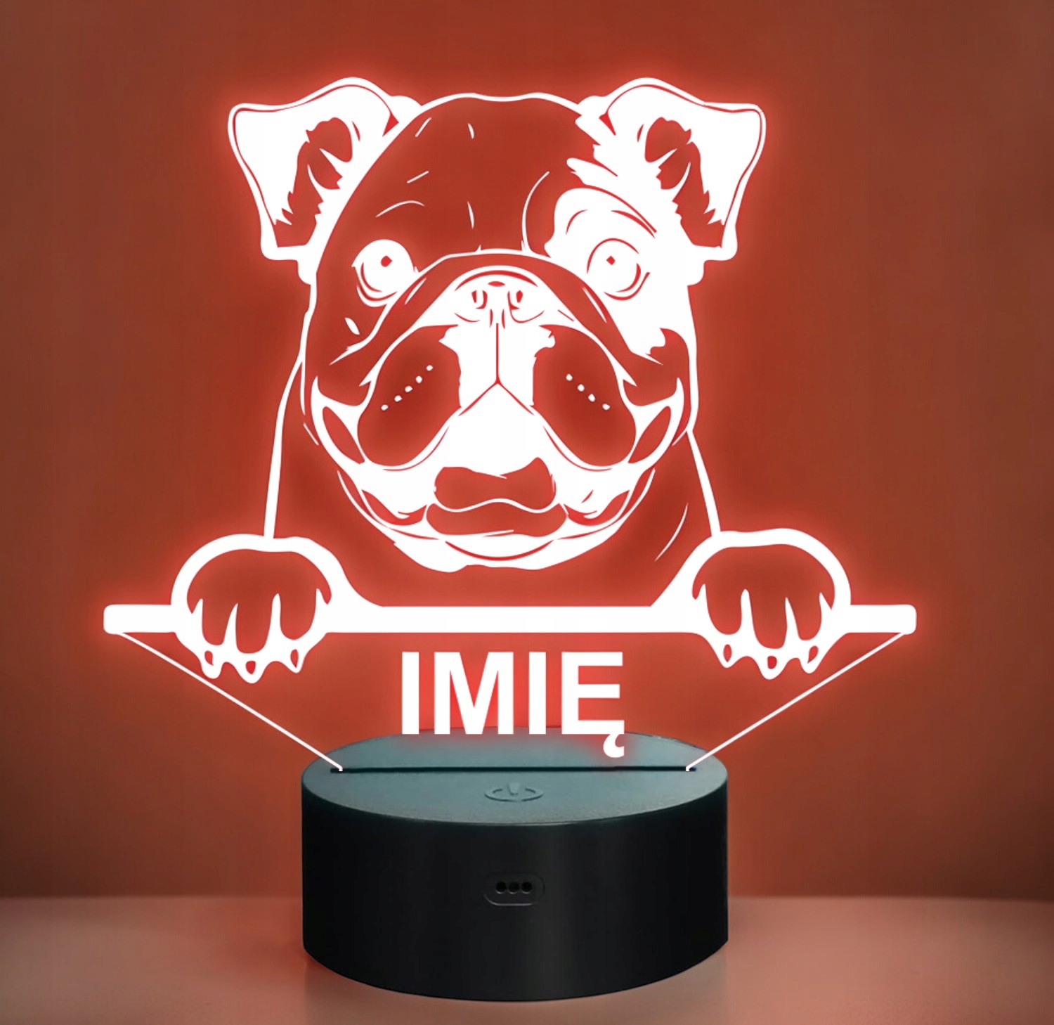 Lampka Nocna LED Bulldog Rasa Psa z Imieniem na Prezent v.1 Lampka Nocna LED Bulldog Rasa Psa z Imieniem na Prezent v.1