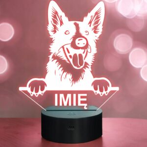 Lampka Nocna LED Szpic wilczy Rasa Psa z Imieniem na Prezent