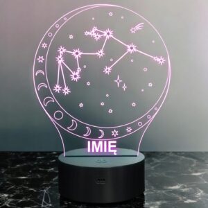 Lampka Nocna LED Wodnik Znak Zodiaku Horoskop z Imieniem Prezent Grawer