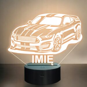 Lampka Nocna LED Imię Statuetka Samochód Auto Sportowe na Prezent Grawer
