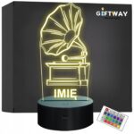 Lampka Nocna LED Imię Statuetka Odtwarzacz Winyli na Prezent Grawer
