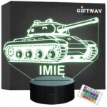 Lampka Nocna LED Imię Statuetka Czołg Wojskowy na Prezent Grawer v.1